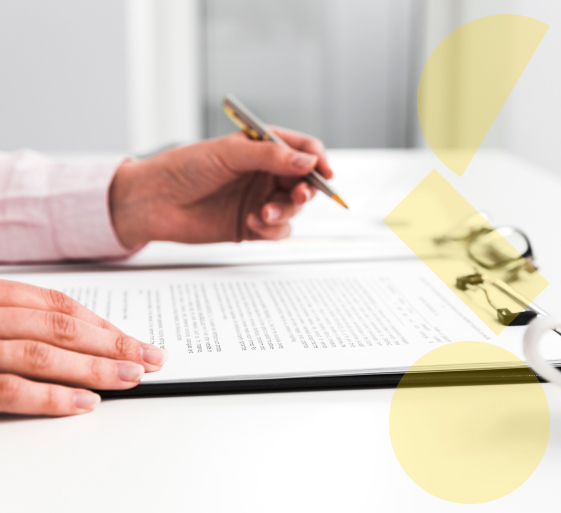 Man writing on a contract
